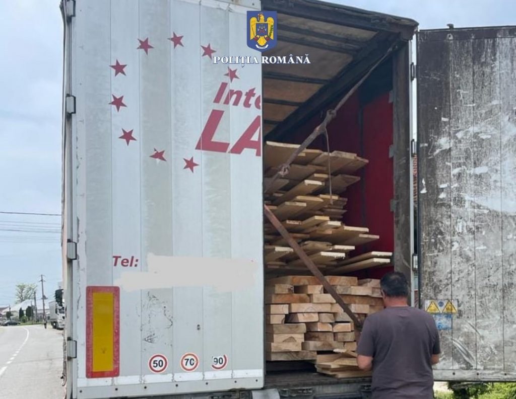 TIR încărcat cu material lemnos fără documente