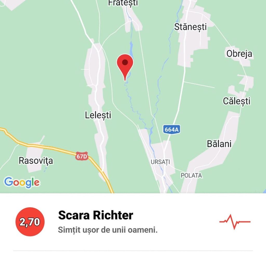 Cutremur cu epicentrul în Gorj