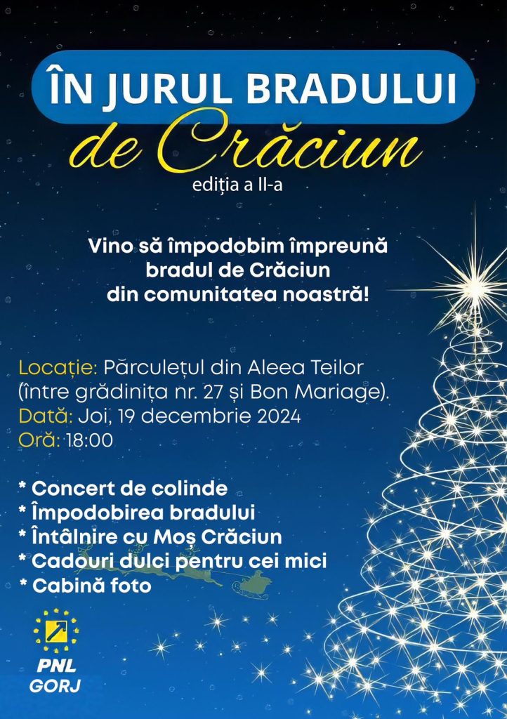 Liberalii organizează acțiunea „În jurul bradului de Crăciun” într-un părculeț din Târgu Jiu