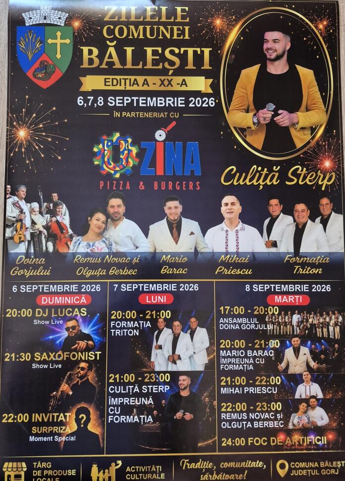 Culiță Sterp, cap de afiș la cea de-a XX-a ediție a Zilelor Comunei Bălești